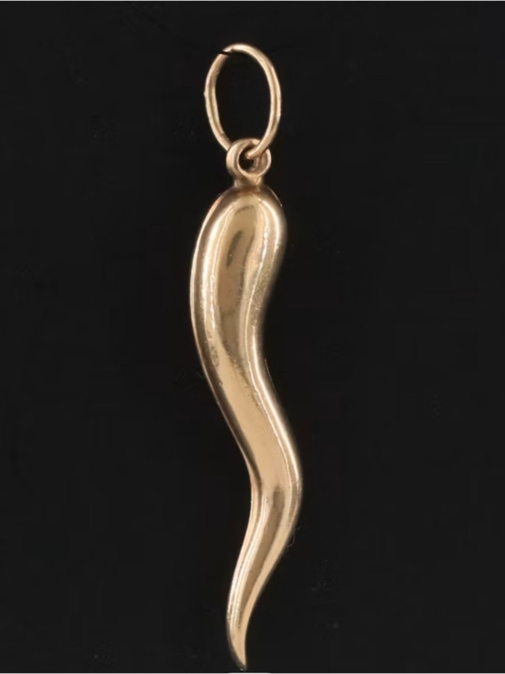 14K REAL YELLOW GOLD 3D ITALIAN HORN CORNICELLO
